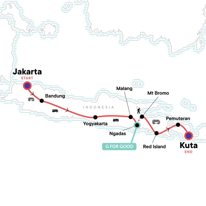 Indonesia Hammocks & Hikes Map