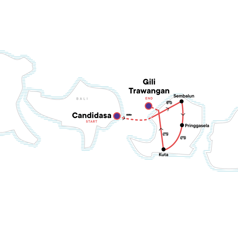 Indonesia Candidasa, Mt Rinjani & the Gilis Map